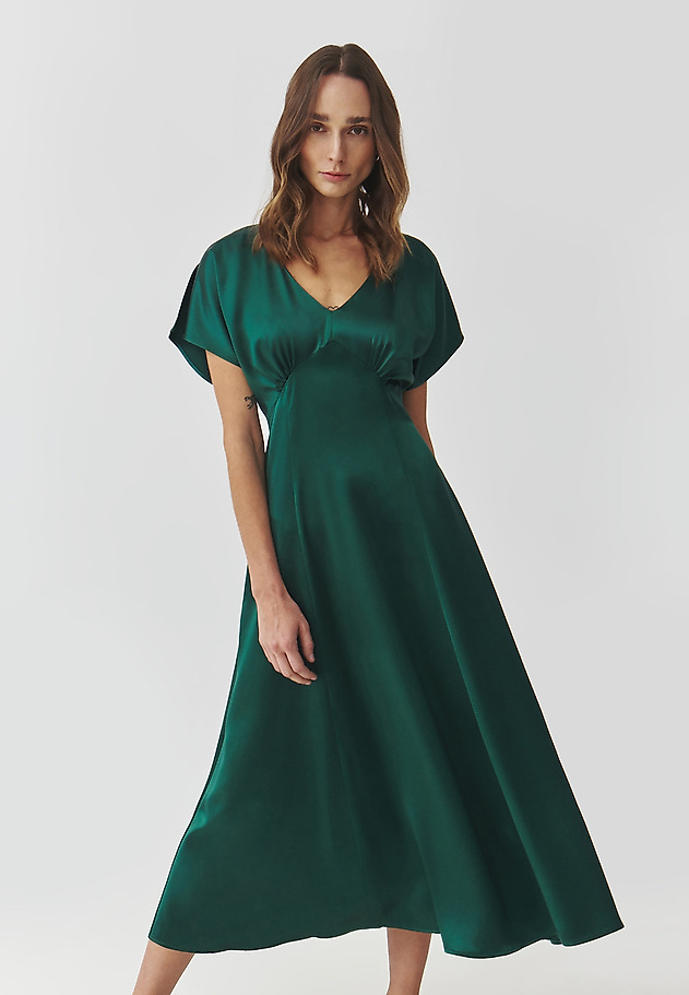 LADIES' SATIN WOVEN DRESS — OTESSANA LADIES' SATIN WOVEN DRESS — OTESSANA ZIELONY 1