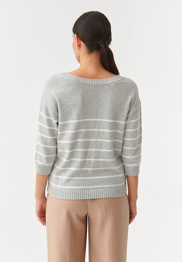 SWETER DAMSKI W PASKI Z GUZIKAMI SARE SWETER DAMSKI W PASKI Z GUZIKAMI SARE MULTIKOLOR 3