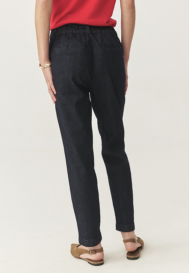 PANTALONI DIN DENIM CU CUREA - FARANA PANTALONI DIN DENIM CU CUREA - FARANA ALBASTRU 4