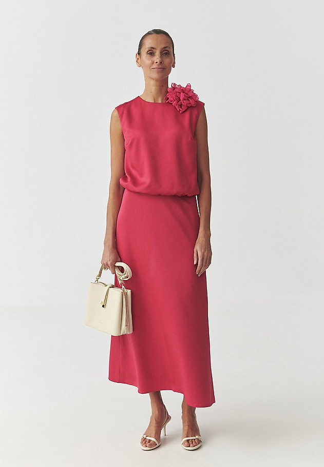 LONG SKIRT WITH SATIN SHEEN - LEJA LONG SKIRT WITH SATIN SHEEN - LEJA CZERWONY 1