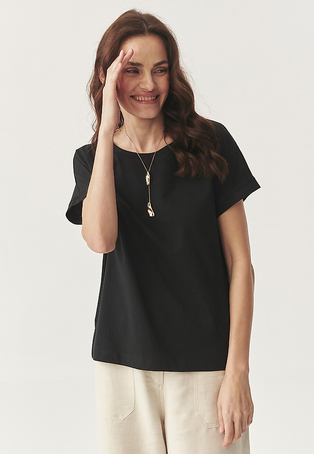 BAWEŁNIANY T-SHIRT - ANOKO BAWEŁNIANY T-SHIRT - ANOKO CZARNY 1