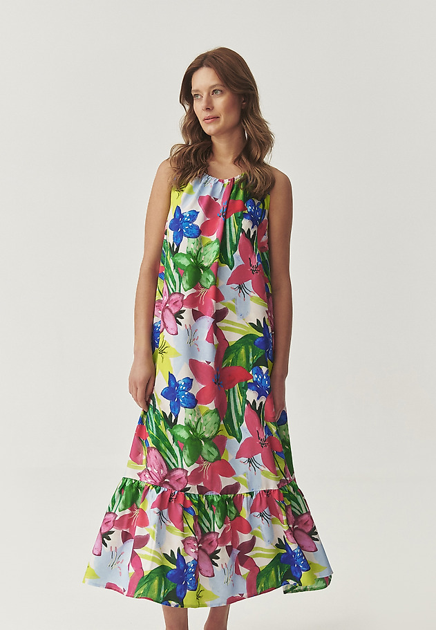 VISCOSE DRESS WITH ORIGINAL DESIGN - ESTELLA 1 VISCOSE DRESS WITH ORIGINAL DESIGN - ESTELLA 1 RÓŻOWY 2