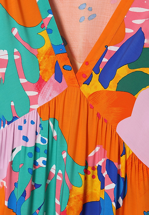 COLECȚIA BLOOMING: ROCHIE MIDI LEJERĂ DE NANAMI MULTICOLOR 2