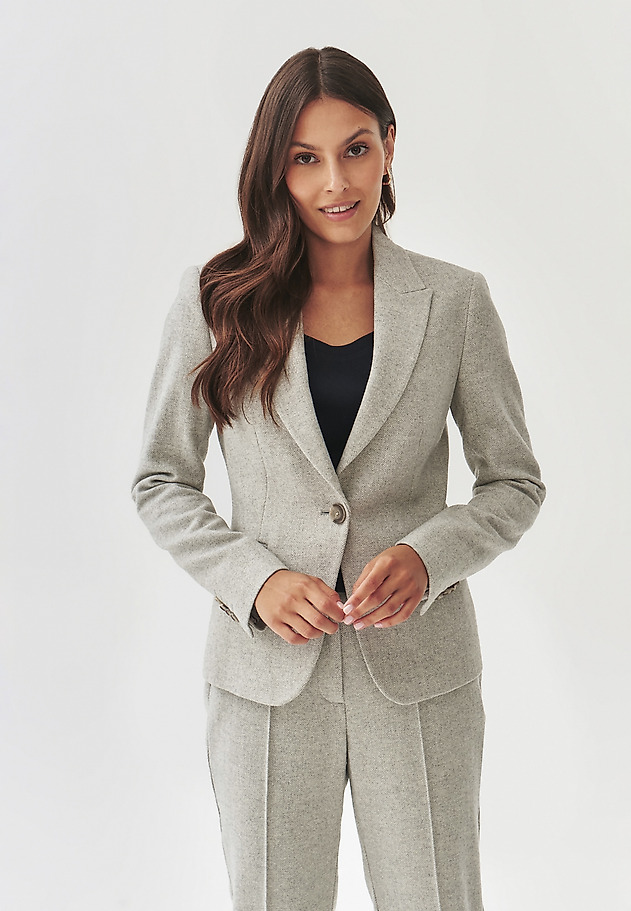 LADIES' HERRINGBONE FABRIC JACKET - AGNES LADIES' HERRINGBONE FABRIC JACKET - AGNES SZARY 1