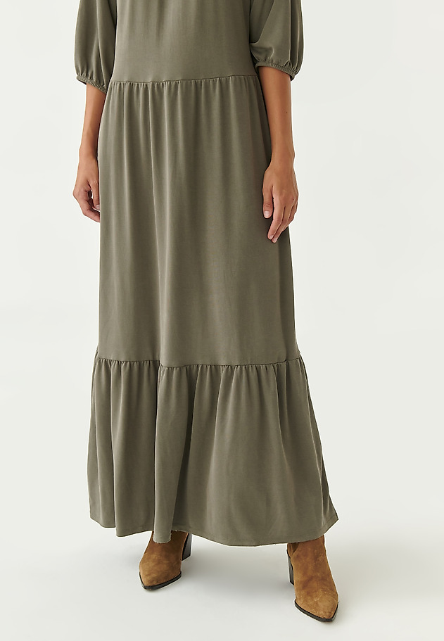 LADIES' MAXI DRESS WITH FRILLS ENWI LADIES' MAXI DRESS WITH FRILLS ENWI KHAKI 5