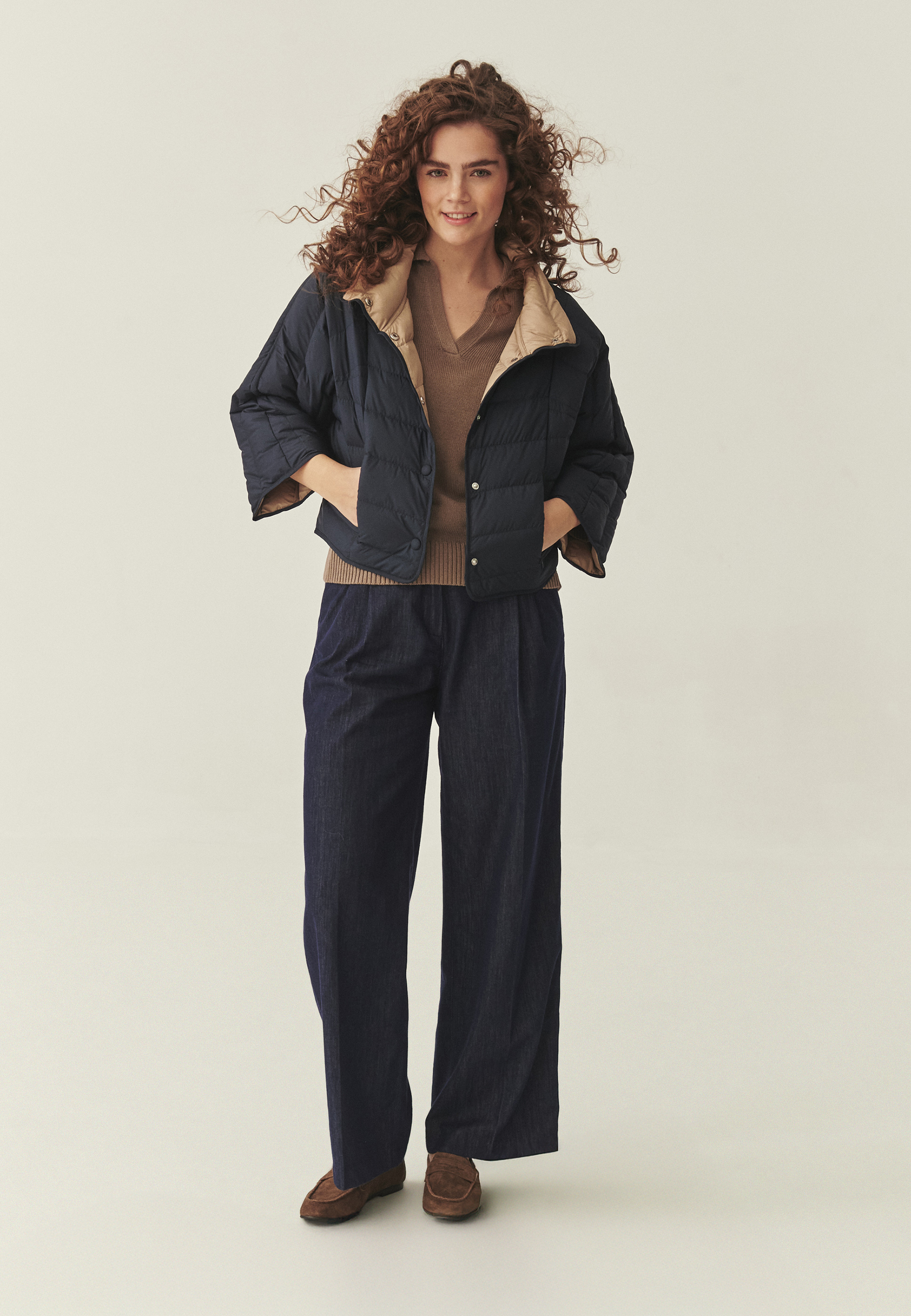 PUCHOWA KURTKA O LUŹNYM KROJU - SILENCA GRANATOWY 2