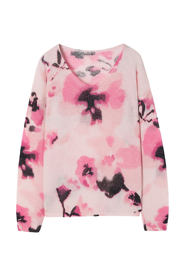 LADIES’ FLORAL SWEATER WITH AN ADMIXTURE OF MOHAIR - SOLO LADIES’ FLORAL SWEATER WITH AN ADMIXTURE OF MOHAIR - SOLO MULTIKOLOR 6