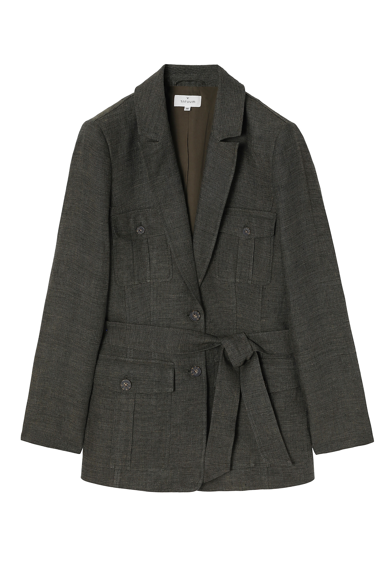 BREATHABLE LADIES’ BLAZER WITH A BELT AROUND THE WAIST - MIANKO 1 BREATHABLE LADIES’ BLAZER WITH A BELT AROUND THE WAIST - MIANKO 1 GREEN 96731