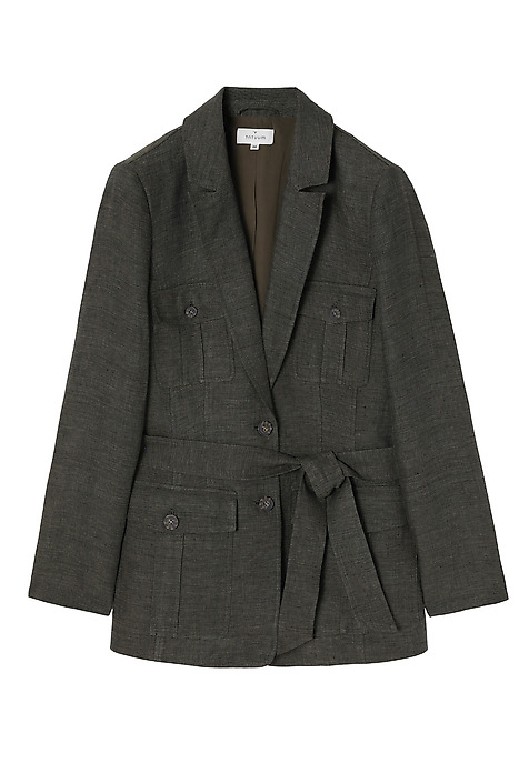BREATHABLE LADIES’ BLAZER WITH A BELT AROUND THE WAIST - MIANKO 1 GREEN 2