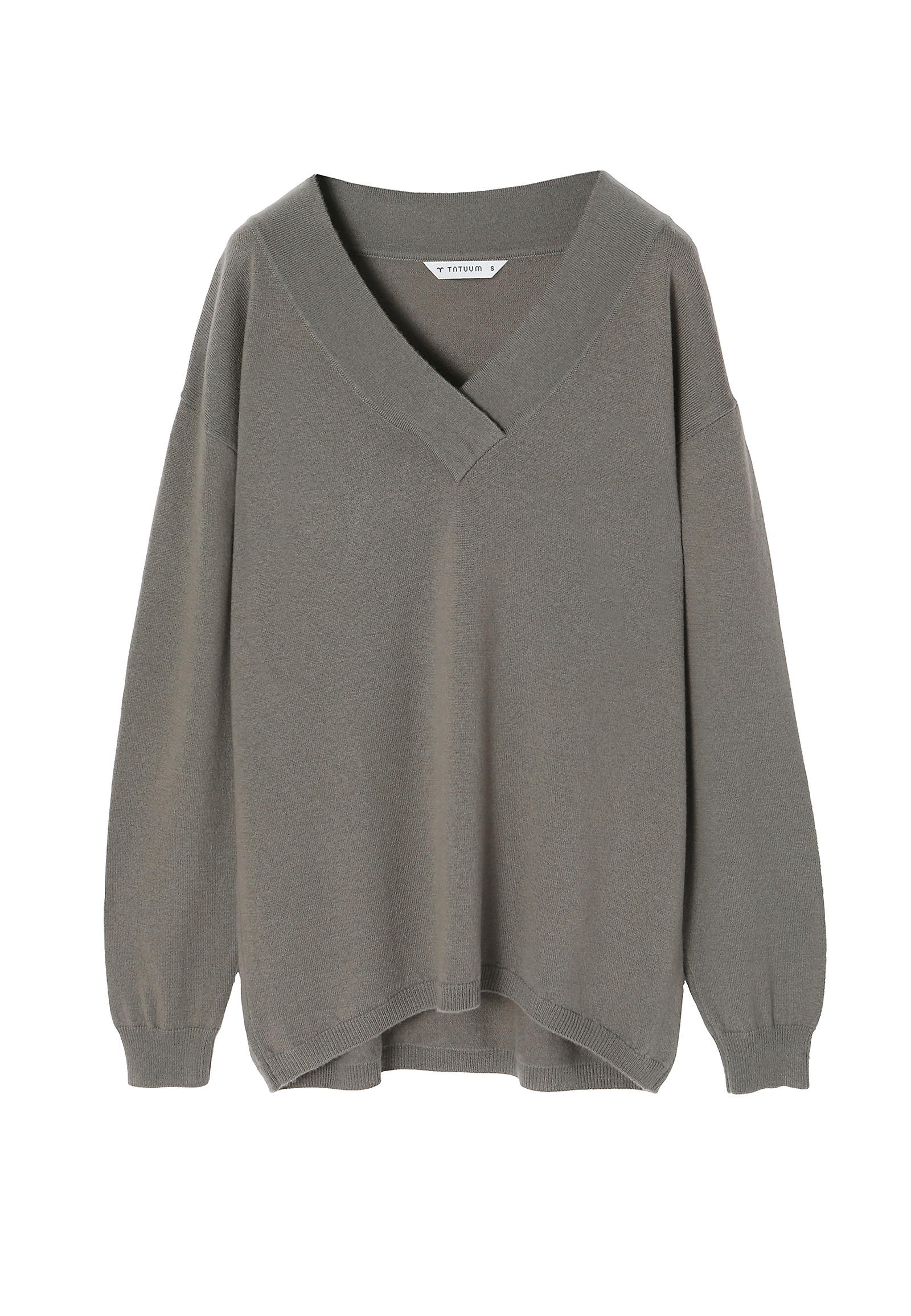 LADIES’ WOOL SWEATER WITH V-SHAPED NECKLINE KASZMI LADIES’ WOOL SWEATER WITH V-SHAPED NECKLINE KASZMI KHAKI 94232