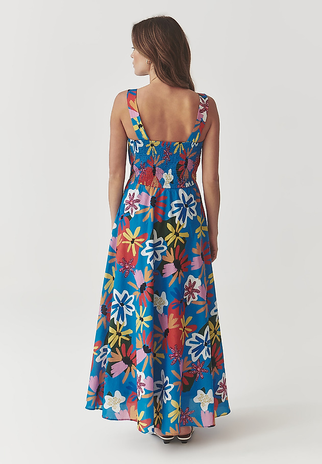 LADIES’ FLORAL MAXI DRESS WITH ADJUSTABLE STRAPS - MARKOZIA LADIES’ FLORAL MAXI DRESS WITH ADJUSTABLE STRAPS - MARKOZIA MULTIKOLOR 3