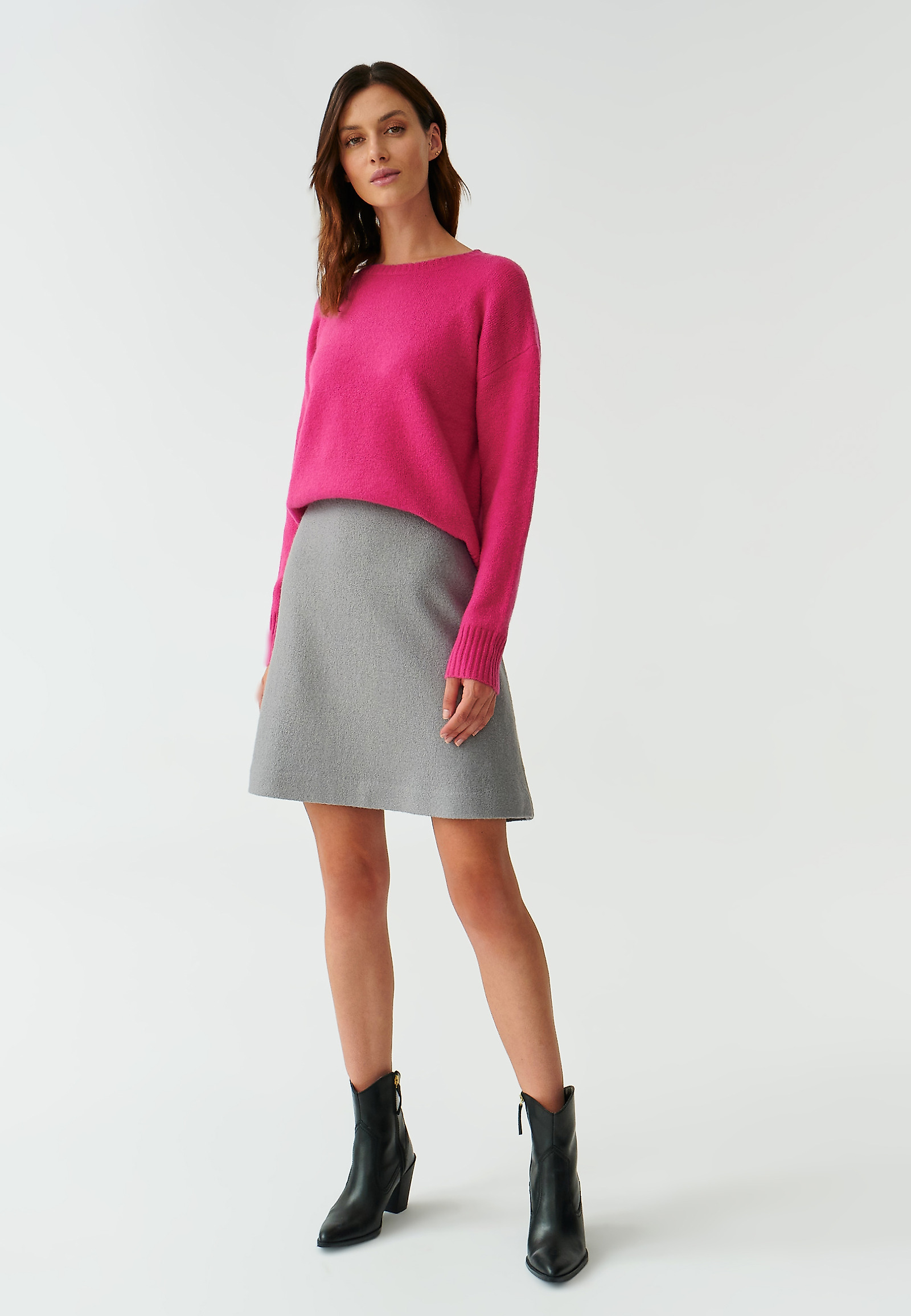 DZIANINOWA SPÓDNICA MINI MIKO  DZIANINOWA SPÓDNICA MINI MIKO  SZARY 91940