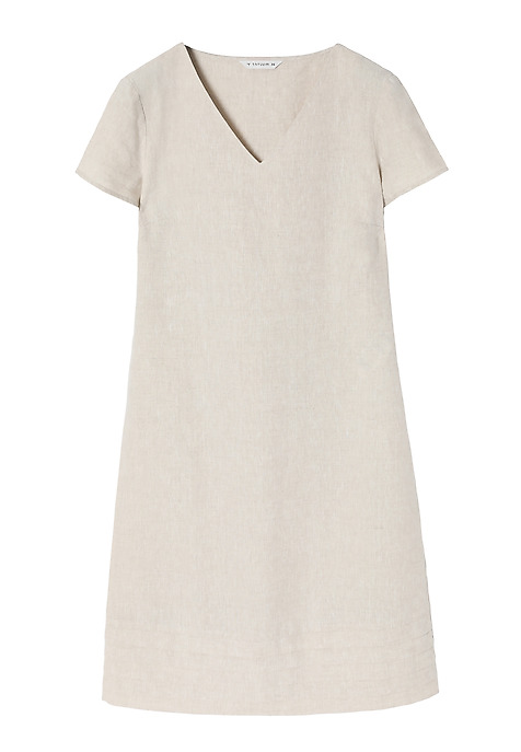 LADIES’ LINEN DRESS WITH SHORT SLEEVES - TWIGA BEIGE 2