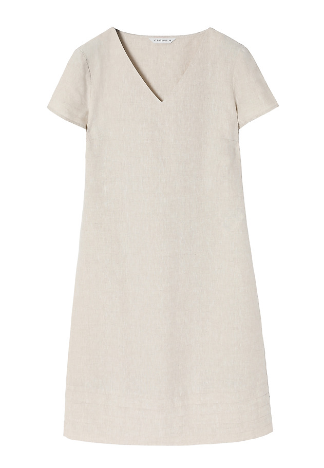 LADIES’ LINEN DRESS WITH SHORT SLEEVES - TWIGA LADIES’ LINEN DRESS WITH SHORT SLEEVES - TWIGA BEŻOWY 6