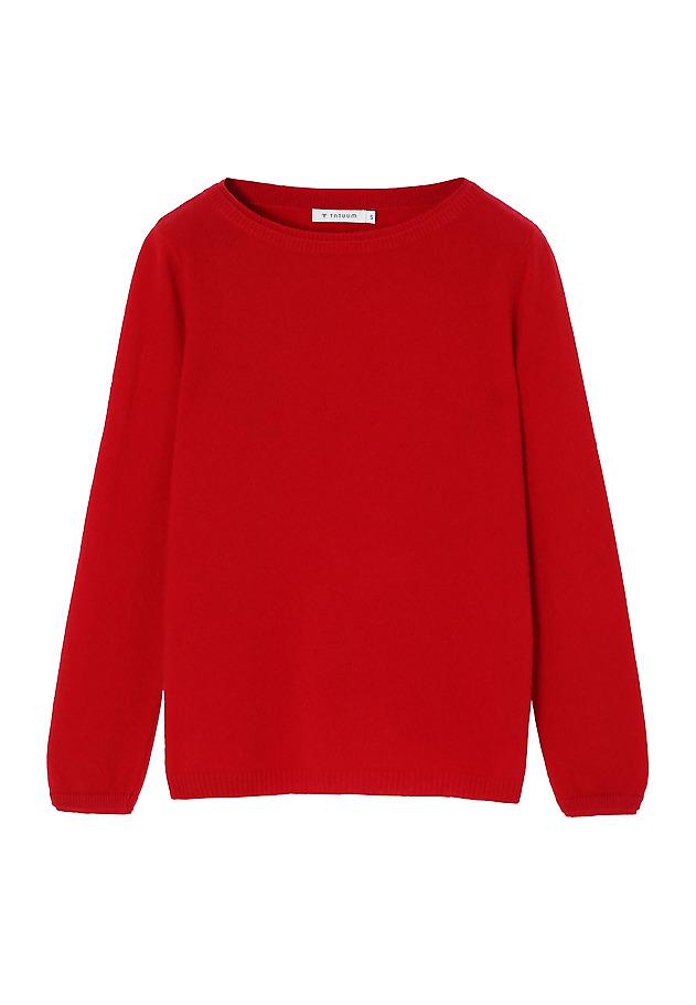CASHMERE LADIES' JUMPER WITH BOAT NECKLINE — LEMON CASHMERE LADIES' JUMPER WITH BOAT NECKLINE — LEMON RED 5