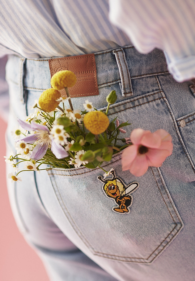 PANTALONI LARGI DIN DENIM - RISO PANTALONI LARGI DIN DENIM - RISO ALBASTRU 1