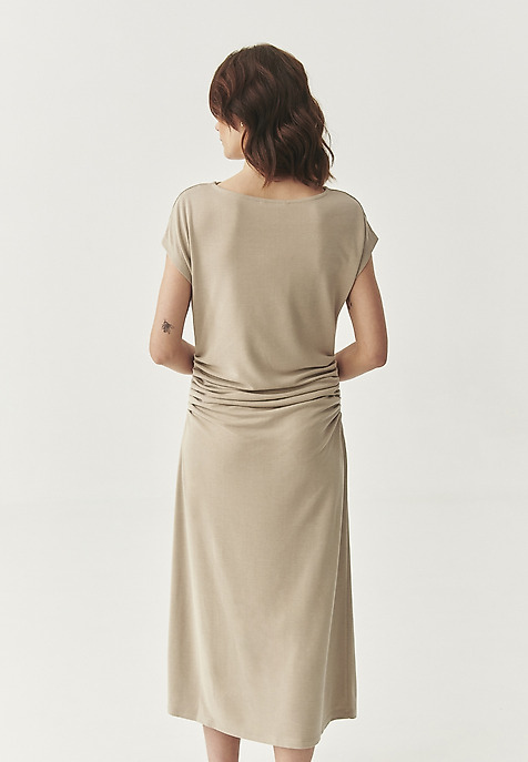 SIMPLE MIDI DRESS WITH MODAL - SELINI BEIGE 2