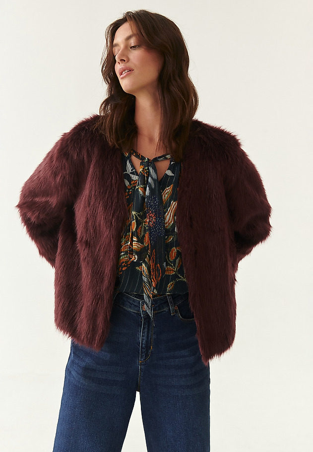 LADIES' FAUX FUR JACKET FURLI LADIES' FAUX FUR JACKET FURLI RED 3