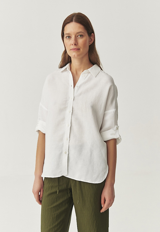 LOOSE SHIRT WITH LINEN AND VISCOSE - SISI LOOSE SHIRT WITH LINEN AND VISCOSE - SISI BIAŁY 1