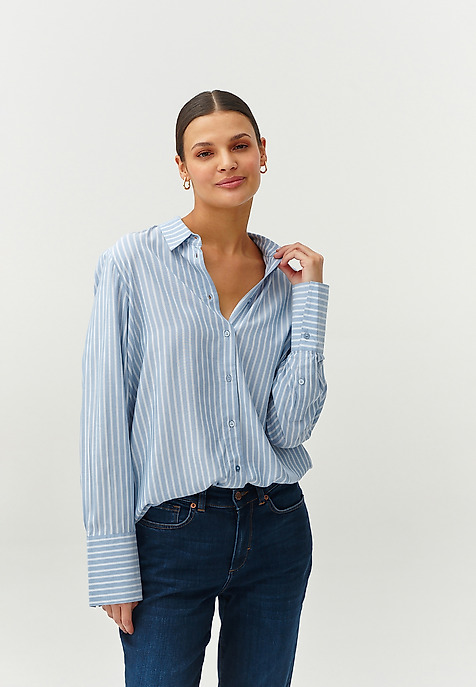 LADIES’ STRIPED TUNIC SHIRT - MALIBU 1 BLUE 2