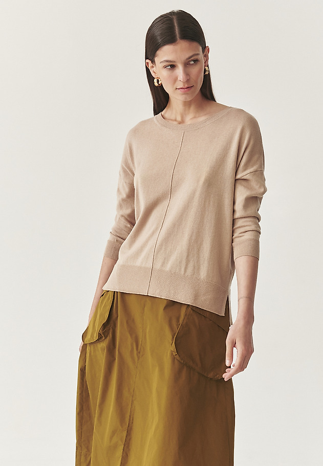 STYLOWY SWETER Z BAWEŁNĄ - NALA STYLOWY SWETER Z BAWEŁNĄ - NALA BEŻOWY 1