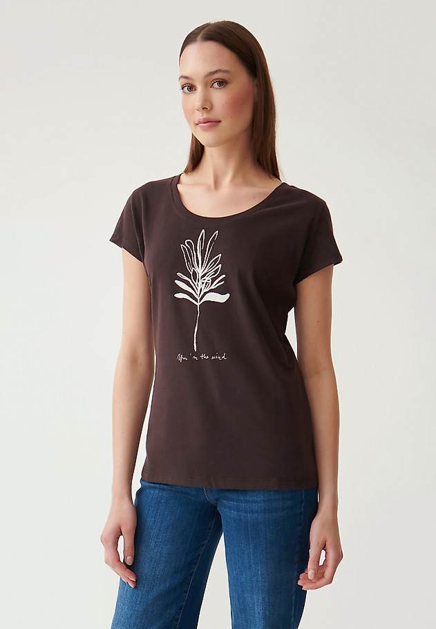 LADIES' T-SHIRT WITH PLANT PRINT ANTONIA 2 LADIES' T-SHIRT WITH PLANT PRINT ANTONIA 2 BRĄZOWY 3