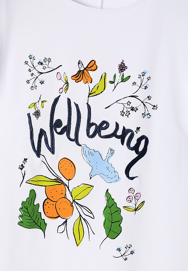 BAWEŁNIANY OVERSIZOWY T-SHIRT DAMSKI Z MIEJSCOWYM NADRUKIEM - MIZA BAWEŁNIANY OVERSIZOWY T-SHIRT DAMSKI Z MIEJSCOWYM NADRUKIEM - MIZA BIAŁY 6