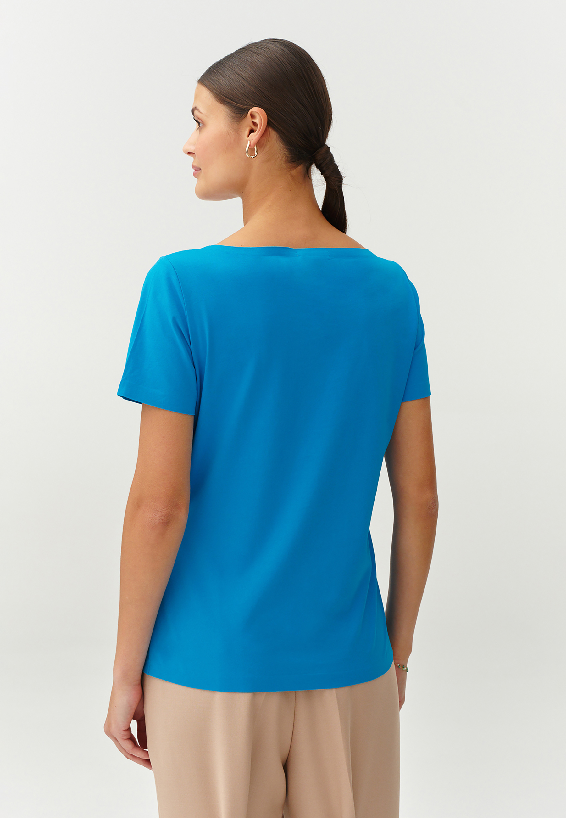 KLASICKÁ DÁMSKÁ ÚPLETOVÁ HALENKA S KRÁTKÝM RUKÁVEM - MIKAJA 1 MODRÁ 2