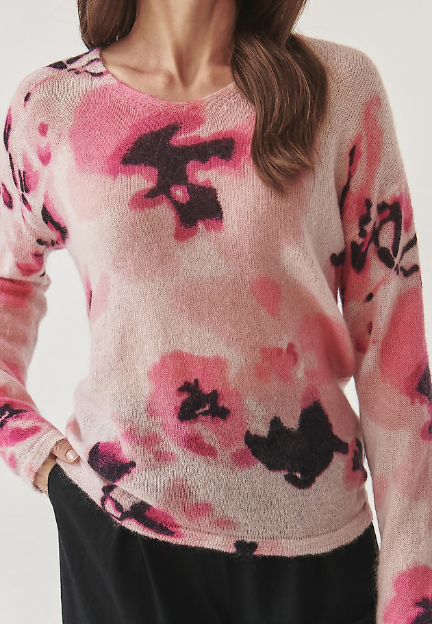 LADIES’ FLORAL SWEATER WITH AN ADMIXTURE OF MOHAIR - SOLO LADIES’ FLORAL SWEATER WITH AN ADMIXTURE OF MOHAIR - SOLO MULTIKOLOR 5