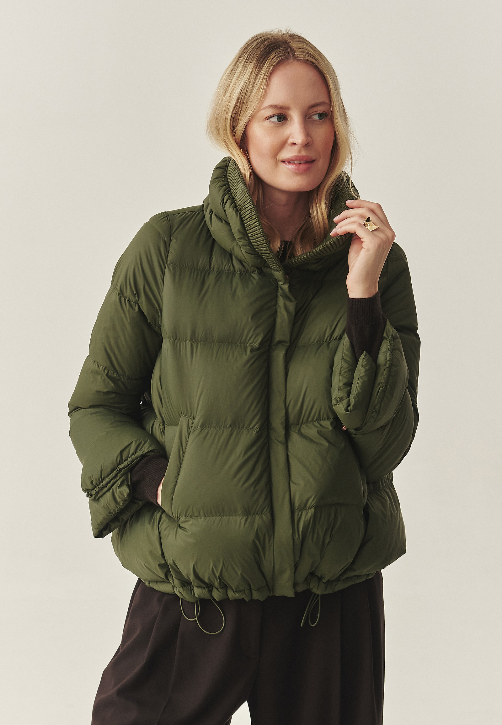 DOWN JACKET WITH STAND-UP COLLAR - BUBO DOWN JACKET WITH STAND-UP COLLAR - BUBO GREEN 117382