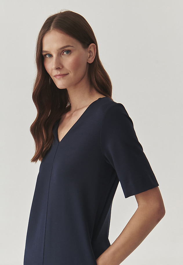 LADIES’ SHORT-SLEEVED SHIRT DRESS WITH BOAT NECKLINE - KOKORA LADIES’ SHORT-SLEEVED SHIRT DRESS WITH BOAT NECKLINE - KOKORA NAVY BLUE 5