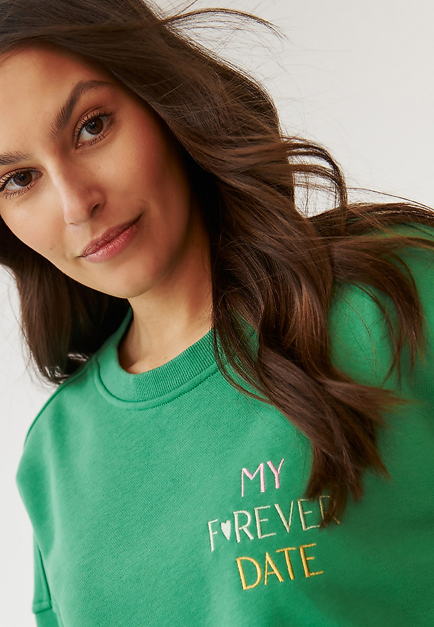 LADIES’ SWEATSHIRT WITH TEXT INSCRIPTION EMBROIDERY - GINGER LADIES’ SWEATSHIRT WITH TEXT INSCRIPTION EMBROIDERY - GINGER ZIELONY 5