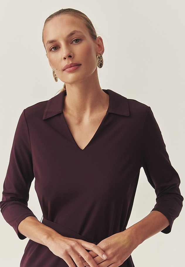 KNITTED DRESS WITH A WAIST TIE BELT — COLE KNITTED DRESS WITH A WAIST TIE BELT — COLE PURPLE 4