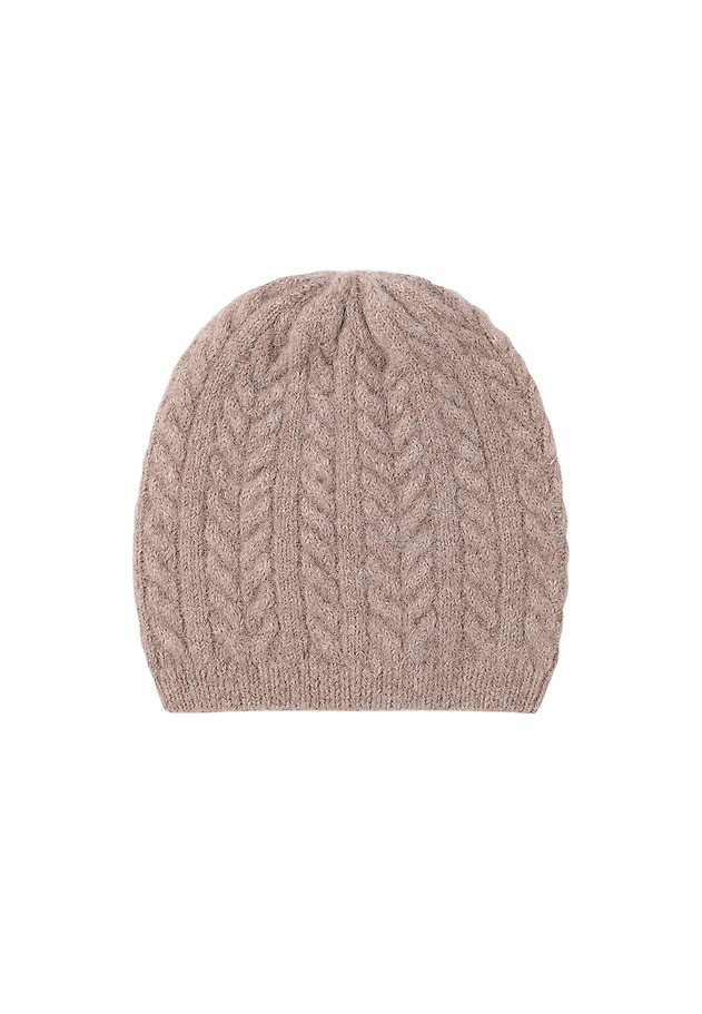 LADIES' KNITTED BEANIE WITH PLAID PATTERN — TOPIKA LADIES' KNITTED BEANIE WITH PLAID PATTERN — TOPIKA BEŻOWY 2