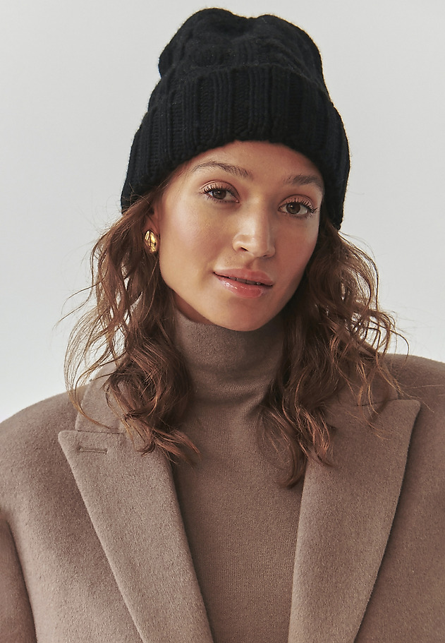 KNITTED LADIES' CAP IN WOOL AND CASHMERE - COLLA KNITTED LADIES' CAP IN WOOL AND CASHMERE - COLLA CZARNY 1
