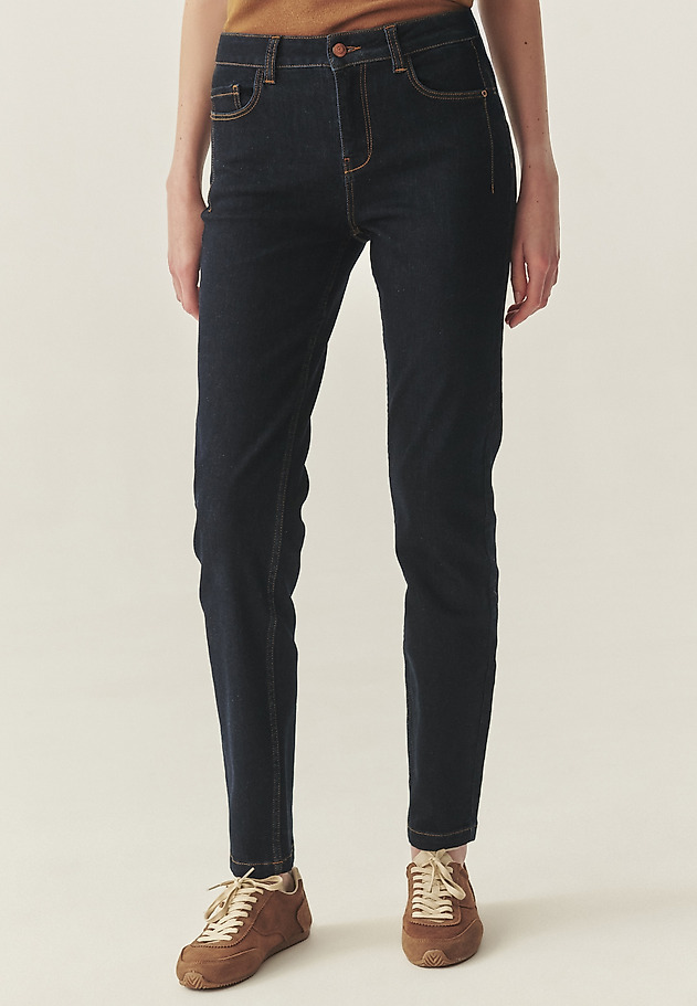 DENIMOVÉ ÚZKE DLHÉ NOHAVICE - SAROS DENIMOVÉ ÚZKE DLHÉ NOHAVICE - SAROS NÁMORNÍCKA MODRÁ 2