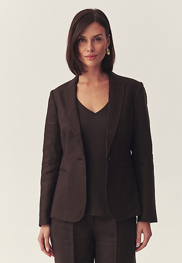 TALIOWANY ŻAKIET Z LNIANEJ TKANINY - KAREMA TALIOWANY ŻAKIET Z LNIANEJ TKANINY - KAREMA