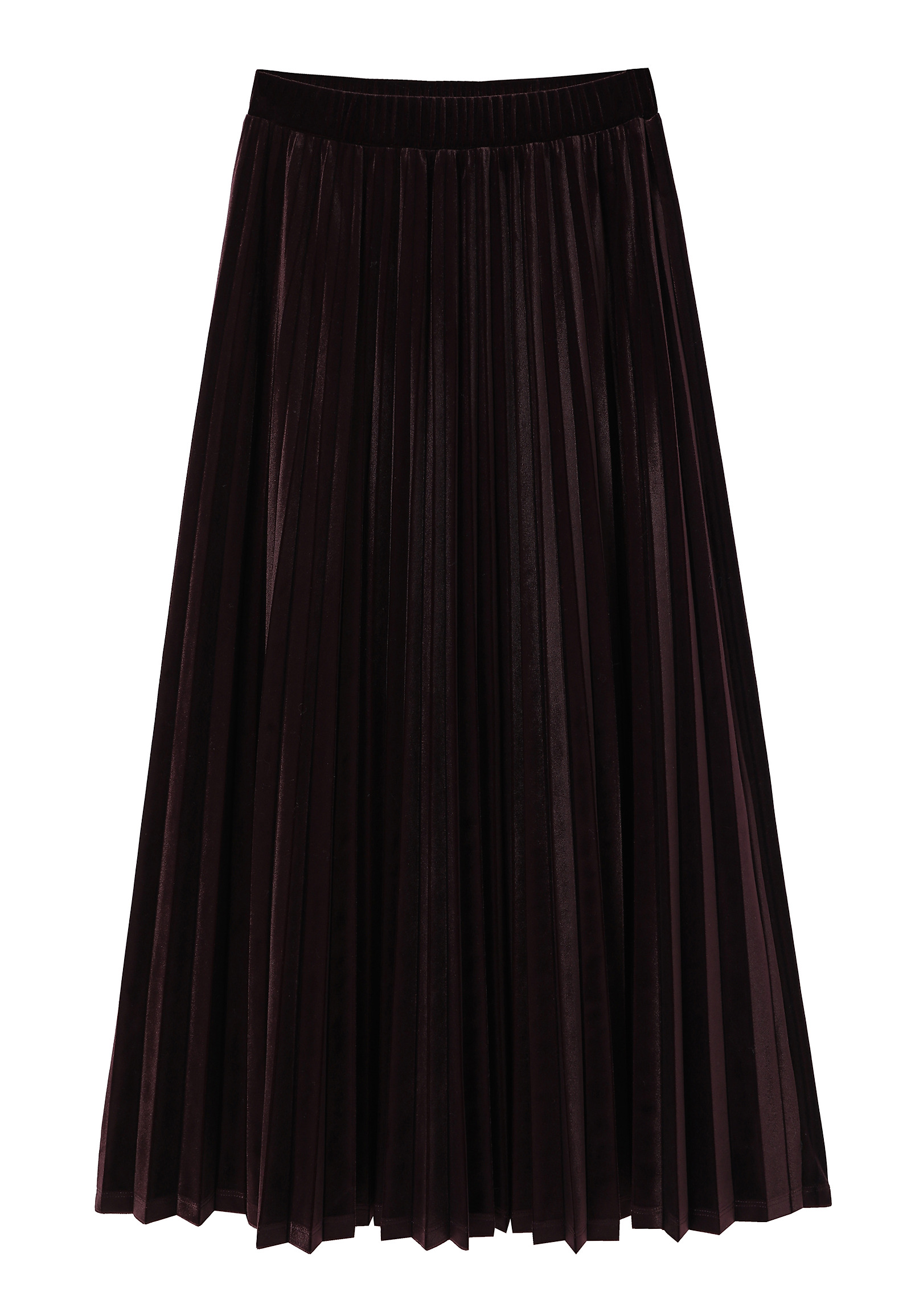 PLEATED MID-LENGTH VELOUR SKIRT - LAMARA 1 PLEATED MID-LENGTH VELOUR SKIRT - LAMARA 1 RED 116718