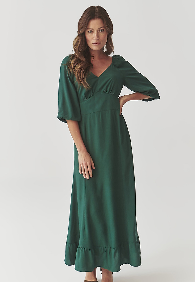 LADIES’ MAXI DRESS WITH A FRILL - KONKIRO LADIES’ MAXI DRESS WITH A FRILL - KONKIRO GREEN 3