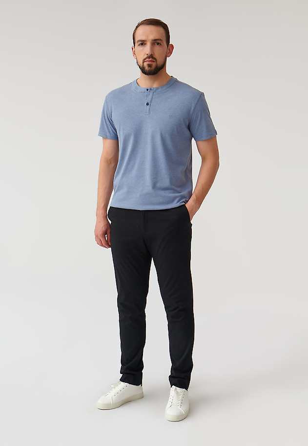 MEN'S POLO SHIRT WITHOUT A COLLAR SIMON 3 MEN'S POLO SHIRT WITHOUT A COLLAR SIMON 3 BLUE 2