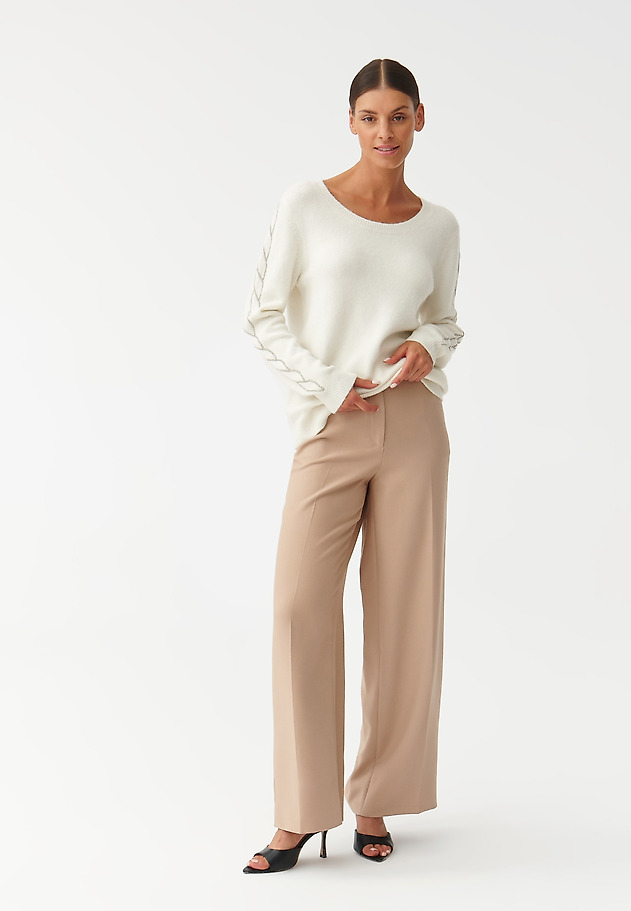LADIES’ SWEATER WITH DECORATIVE SLEEVES SYLVI LADIES’ SWEATER WITH DECORATIVE SLEEVES SYLVI ECRU 2