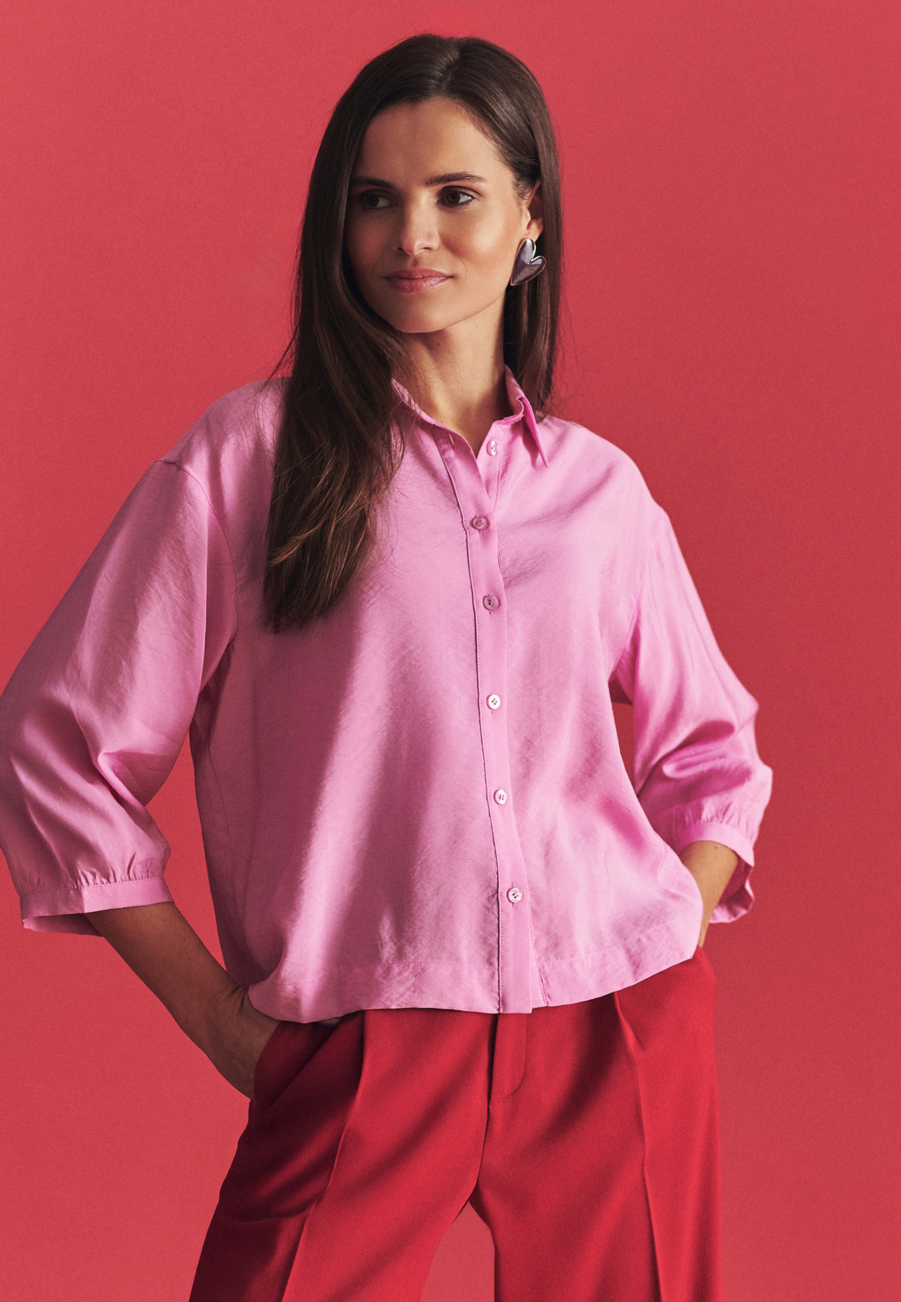 KOSZULA Z WISKOZĄ LENZING™ ECOVERO™ - FREDO RÓŻOWY 2