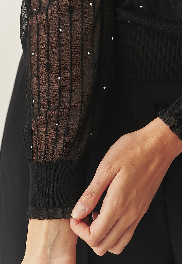 BLACK JUMPER WITH SPARKLY DETAILS - MESHY BLACK JUMPER WITH SPARKLY DETAILS - MESHY BLACK 6