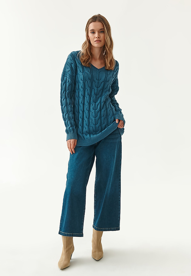 SWETER DAMSKI W OZDOBNE WARKOCZE NENE SWETER DAMSKI W OZDOBNE WARKOCZE NENE NIEBIESKI 5