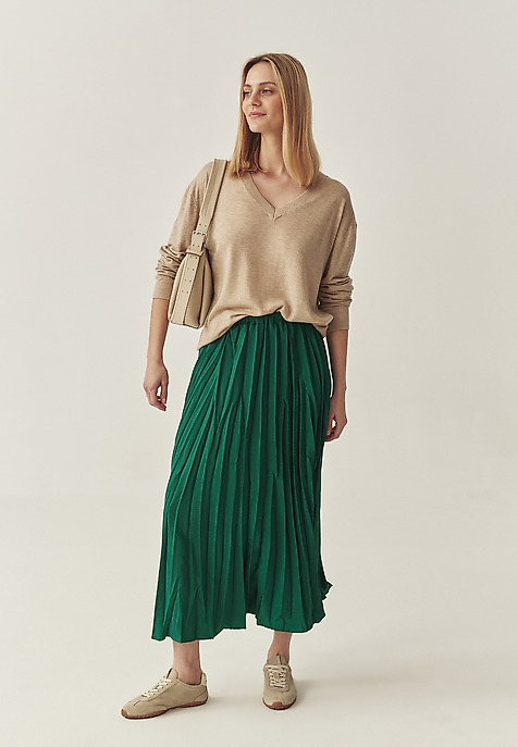 PLEATED MIDI SKIRT WITH PLEATS - VERNONA GREEN 2