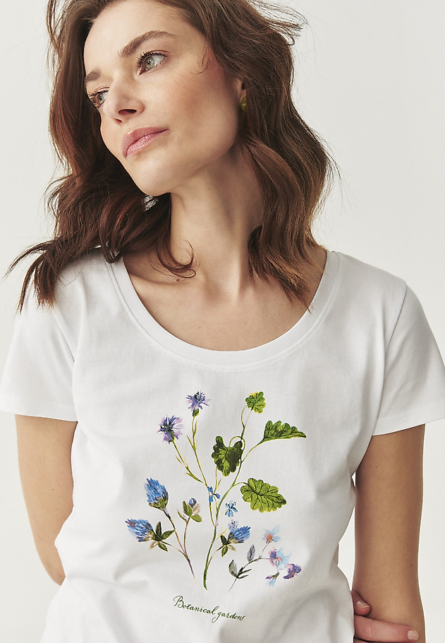 BAWEŁNIANY T-SHIRT Z KWIATOWYM NADRUKIEM - ANTONIA BAWEŁNIANY T-SHIRT Z KWIATOWYM NADRUKIEM - ANTONIA BIAŁY 3