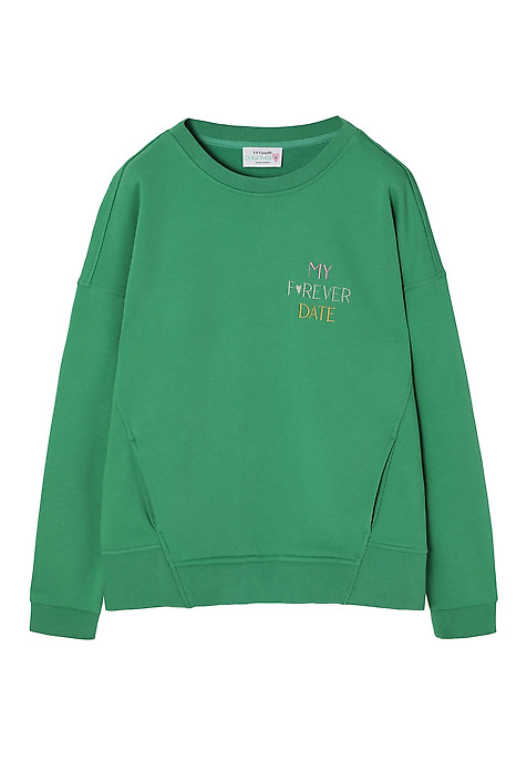 BLUZA DAMSKA Z HAFTOWANYM NAPISEM -  GINGER ZIELONY 2
