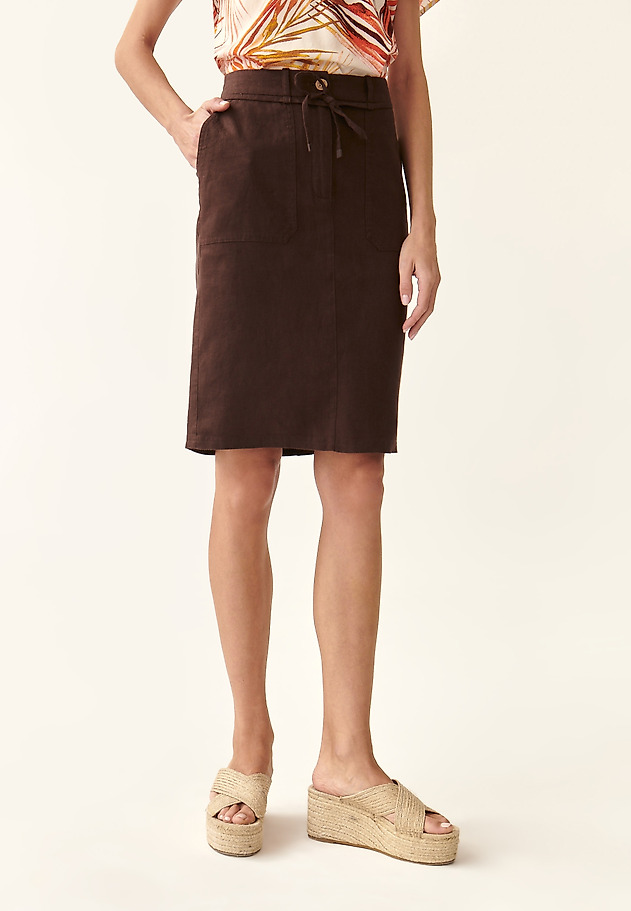 LADIES' LINEN PENCIL SKIRT SZAMI LADIES' LINEN PENCIL SKIRT SZAMI BRĄZOWY 2