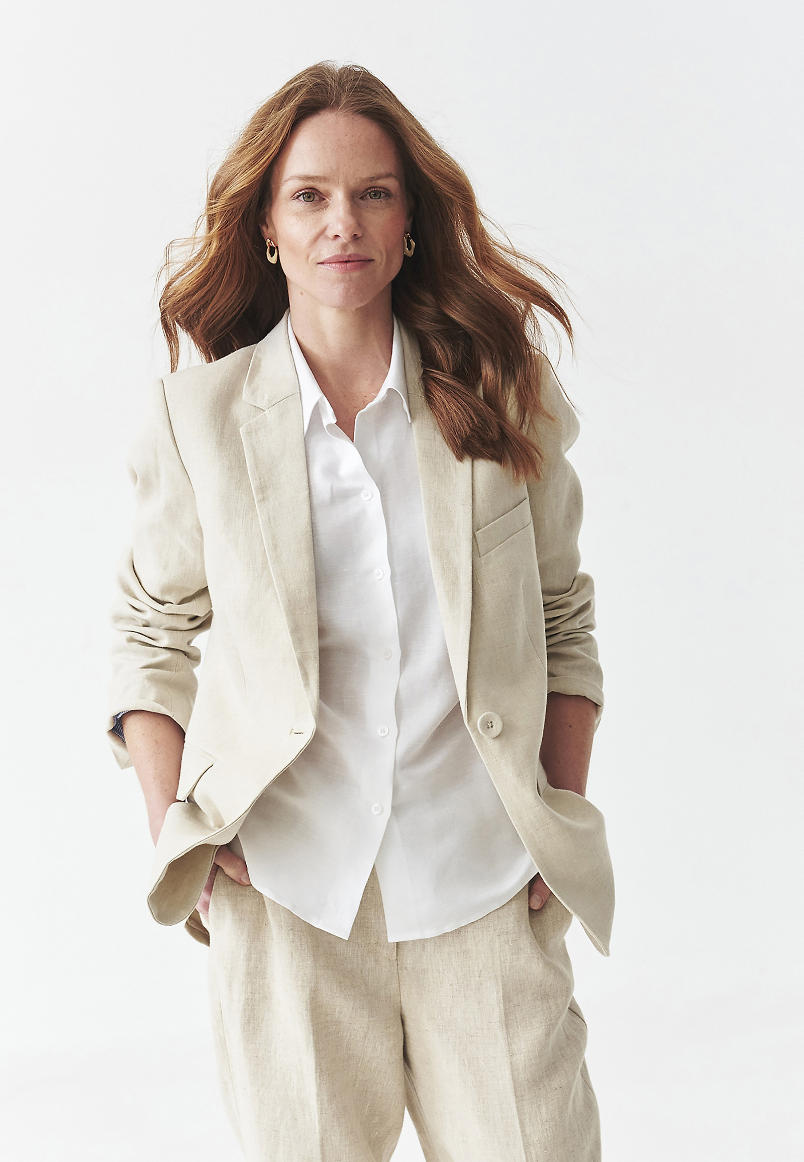 OHLAPEN BLAZER IZ LANU - MEKO OHLAPEN BLAZER IZ LANU - MEKO BEŽ 111472