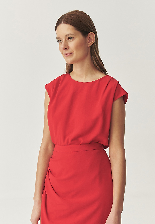 WOVEN BLOUSE WITH A CREASE — CALIMA WOVEN BLOUSE WITH A CREASE — CALIMA CZERWONY 3